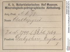 Etiketten zu Chalkopyrit (NHMW-MIN-Ak77)